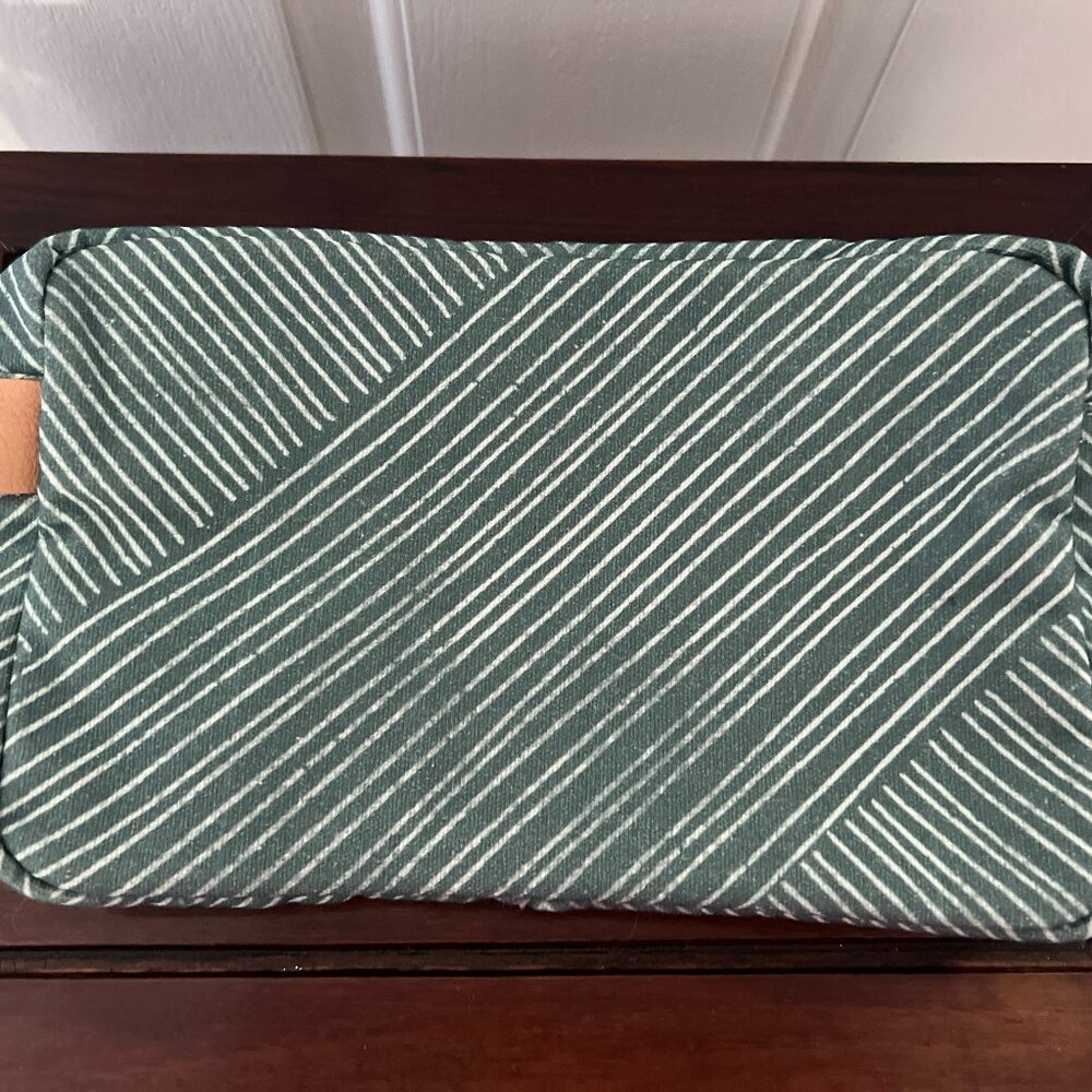 Teal Travel Canvas Cosmetic Bag w/Water Resistant Liner